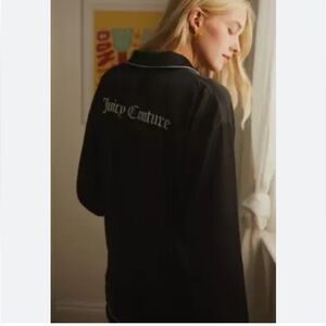 Juicy Couture Embroidered Bling Satin Pajama Set Long Sleeves Long NEW